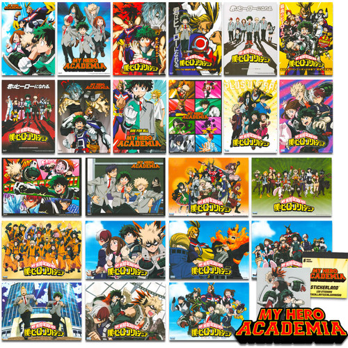 Shueisha My Hero Academia Poster Set - My Hero Academia Room Decor Bundle with 24 My Hero Academia Wall Art Posters Plus Stickers | 8" x 11" My Hero Academia Party Favors