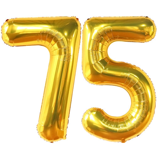 KatchOn, Giant, Gold 75 Balloon Numbers - 40 Inch | Gold 75th Birthday Balloons, 75th Birthday Decorations | 75 Birthday Balloons, 75th Anniversary Decorations | 75 Birthday Party Decorations for Men