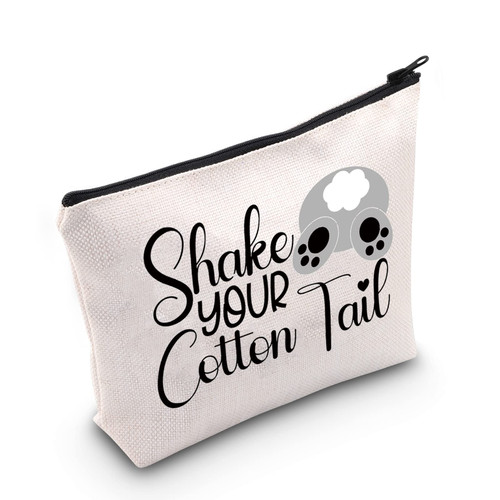 MNIGIU Funny Rabbit Gift Cute Rabbit Makeup Bag Shake Your Cotton Tail Cosmetic Zip Bag Bunny Lover Gift (Shake your cotton tail)