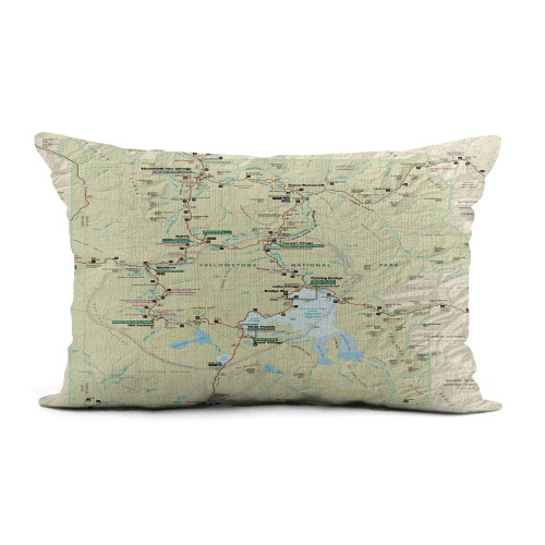 Topyee Throw Pillow Cover 12x20 Inch National Yellowstone Map Park Wyoming Home Decor Pillowcase Lumbar Pillow Case Cushion Cover for Sofa Couch Bed