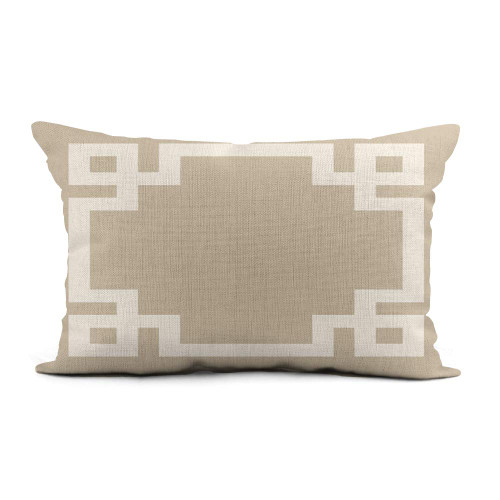 Topyee Throw Pillow Cover 12x20 Inch Preppy Beige and White Greek Key Girly Cute Chic Home Decor Pillowcase Lumbar Pillow Case Cushion Cover for Sofa Couch Bed