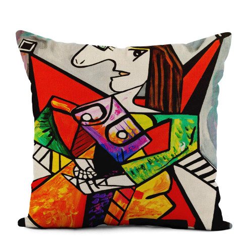 Topyee Throw Pillow Cover 18x18 Inch Colorful Abstract Picasso by Nora Modern Fun Painting Home Decor Pillowcases Square Pillow Cases Cushion Covers for Sofa Couch Bed