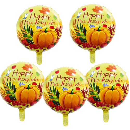 Pumpkin Round Balloon Thanksgiving Balloons Pumpkin Foil Balloons for Fall Harvest Thanksgiving-Themed Party Birthday Party Supplies Decorations Thanksgiving Party Decorations Balloons Party Sets-5pcs