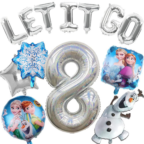 13 PCS Frozen Birthday Party Decorations-Snowman Birthday Party Balloons, Frozen Themed Birthday Party Foil Balloons for Children 8th Birthday Party