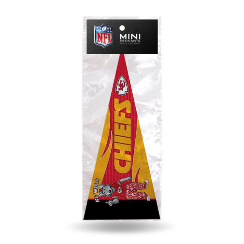 Rico Industries NFL Football Kansas City Chiefs Mascot - K. C. Wolf 4" x 9" Felt Mini Pennant Team Set (Includes 8 Pieces)
