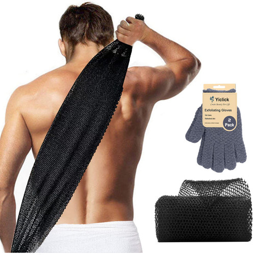 Yiclick Back Scrubber for Use In Shower Bath, African Net Sponge + Exfoliating Gloves, Exfoliating Body Scrubber, Body Scrub Exfoliator, Exfoliating Washcloth Wash Cloth Towel Loofah for Men Women Yiclick Back Scrubber for Use In Shower Bath, African Net Sponge + Exfoliating Gloves, Exfoliating Body Scrubber, Body Scrub Exfoliator, Exfoliating Washcloth Wash Cloth Towel Loofah for Men Women