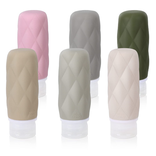 FANERFUN 6 Pcs Silicone Travel Bottles for Toiletries, 3oz Leak Proof TSA Approved Travel Size Containers for Shampoo, Lotion, Conditioner and Body Wash