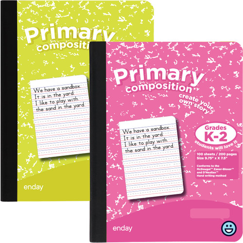 Enday Primary Composition Notebook K-2, Primary Ruled Composition Book, Primary Composition Notebook for Kids, 100 Sheets kindergarten Notebook, Pink and Yellow (2 Pack)