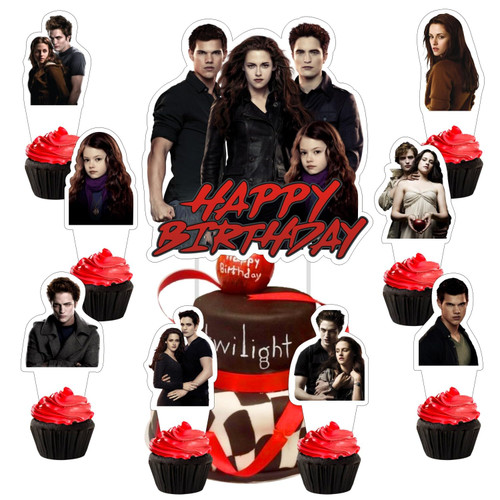 25pcs The Twilight Saga Cake Decorations with 1pcs Cake Topper, 24pcs Cupcake Toppers for The Twilight Saga Birthday Party Supplies 25pcs The Twilight Saga Cake Decorations with 1pcs Cake Topper, 24pcs Cupcake Toppers for The Twilight Saga Birthday Party Supplies
