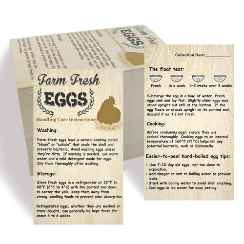 200 Pcs Fresh Farm Eggs Handling Instructions Business Cards - Egg Stamps for Fresh Eggs Cartoons Baskets Box Handling Instructions Care Accessories Cards Labels- 2" x 3.5"