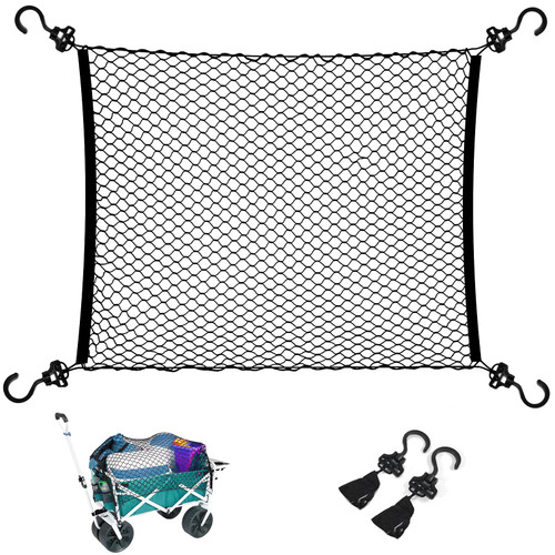 Youroyer Wagon Cargo Net, Cargo Net for Utility Folding Wagon, Garden Cart, Folding Trolley Cart, Beach Cart, Made of Heavy Duty Nylon Net, 38"X32"