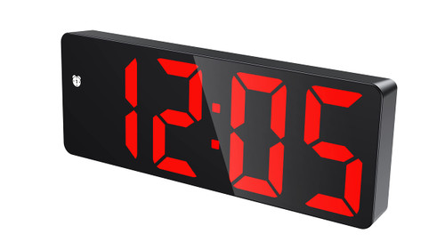 Digital Alarm Clock, 6.5inch Large Display LED Clock for Bedroom, Electronic Desktop Clock with Temperature Display, Snooze, Adjustable Brightness for Home, Office, Bedroom - Red