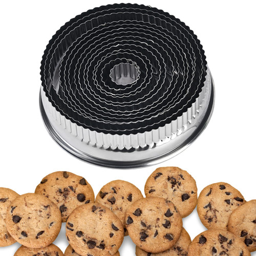 Orapink Cookie Cutters-Stainless Steel Wave Round Cookie Cutter,12 Pieces Biscuit Cutters and Fondant Cake Mold,Stainless Steel Cookie Cutter Set.