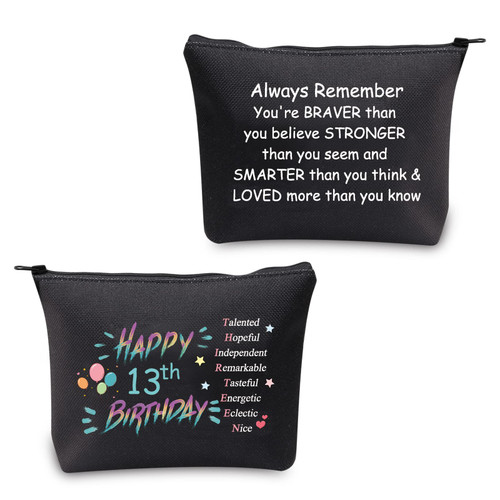 CMNIM Happy 13th Birthday Gifts for Her13th Birthday Makeup Bag 13 Year Old Girl Birthday Gifts Daughter Turning 13 Gifts Cosmetic Bag (Happy 13th Birthday Bag Black) CMNIM Happy 13th Birthday Gifts for Her13th Birthday Makeup Bag 13 Year Old Girl Birthday Gifts Daughter Turning 13 Gifts Cosmetic Bag (Happy 13th Birthday Bag Black)