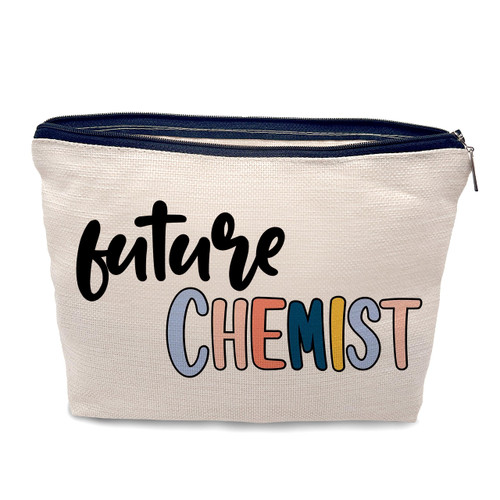 Nogrit Future Chemist Makeup Cosmetic Bag,Chemistry Graduation Gifts Linen Makeup Travel Toiletry Bag,Chemistry Gifts for College Students