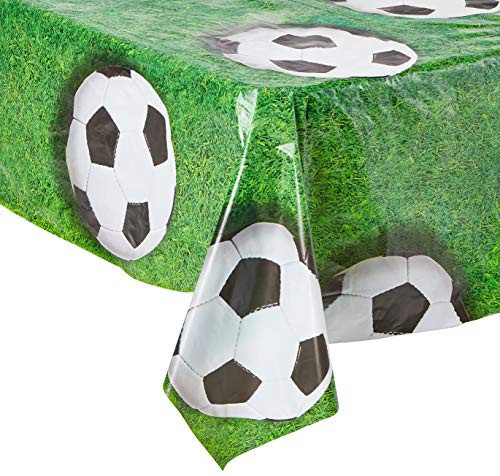 Beistle 54532 Soccer Ball Tablecover, 54 by 108-Inch Green/White/Black