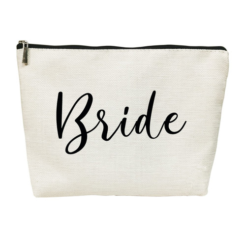 Canvas Cosmetic Bags for Bride - Personalized Bride Gifts for Wedding Bridal Shower Bachelorette Party Engagement Honeymoon Makeup Travel Case, Bridal Accessories Newlyweds Present Makeup Bag
