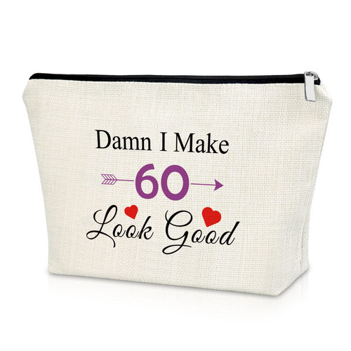 Sazuwu 60th Birthday Gifts for Women Makeup Bag Turning 60 Gifts for Friend Female 60 Year Old Birthday Gift Cosmetic Bag Birthday Gift for Mom Grandma Aunt Wife Coworker Cosmetic Travel Pouch
