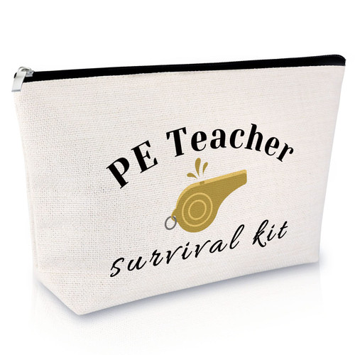 PE Teacher Gift for Women Makeup Bag Appreciation Gift for PE Teacher Thank You Gift for Teacher Cosmetic Bag Funny Birthday Gift Ideas Christmas Retirement Thanksgiving Gift Travel Cosmetic Pouch