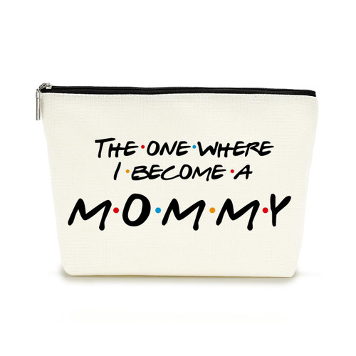 Inspirational Makeup Bag Cosmetic Bag Congratulations Gift for First Time Mom Pregnancy Announcement Birthday Mothers Day Christmas New Mom Gifts for Mommy Women Female the One Where I Become A Mommy