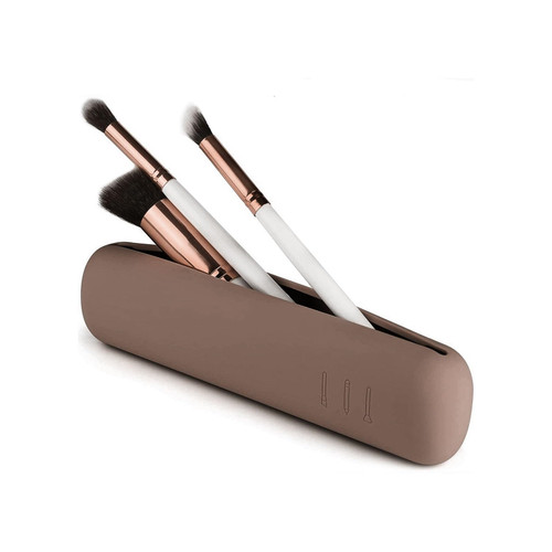 ONIYSA Travel Makeup Brush Holder, Silicone Makeup Brush Holder, Travel Size Toiletries Silicone Make up Bag, Soft and Durable WaterProof Makeup Brush Bag for All Brushes (Khaki) ONIYSA Travel Makeup Brush Holder, Silicone Makeup Brush Holder, Travel Size Toiletries Silicone Make up Bag, Soft and Durable WaterProof Makeup Brush Bag for All Brushes (Khaki)
