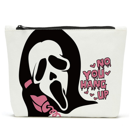 Horror Movie Merchandise Cosmetic Bag Horror Movie Gifts skull Movie Inspired Horror Fan Lover Gift No You Hang Up Toiletry Bag Accessories Organizer for Women Girls Birthday