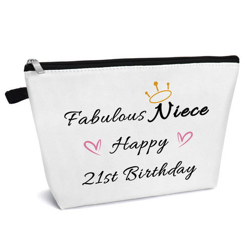 Niece 21st Birthday Gifts Makeup Bag Niece Gifts from Aunt Uncle 21 Years Old Birthday Gifts for Niece Cosmetic Bag 2002 Birthday Gifts for Women Happy 21st Birthday Gift Makeup Pouch Travel Bag
