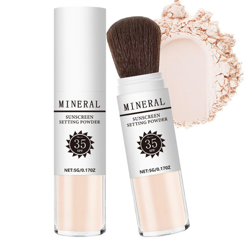 Mineral Sunscreen Setting Powder, SPF 35, 100% Mineral Powder Brush Powder, Oil Control Natural Matte Finish, Lasting Lightweight Breathable for All Skin (#01 Translucent) Mineral Sunscreen Setting Powder, SPF 35, 100% Mineral Powder Brush Powder, Oil Control Natural Matte Finish, Lasting Lightweight Breathable for All Skin (#01 Translucent)