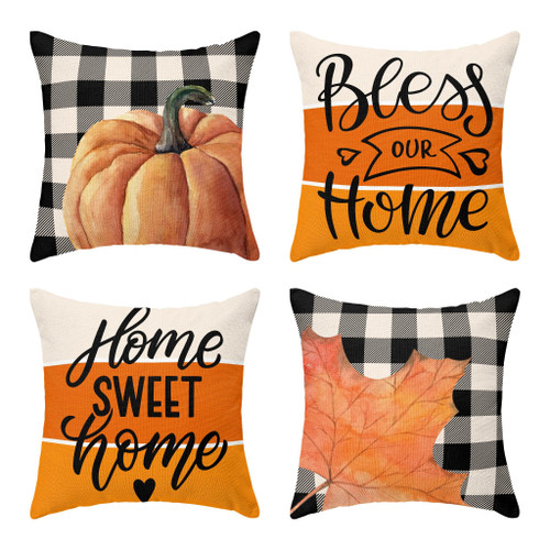 GPMAOYI Fall Decor Pillow Covers 18x18 Set of 4, Buffalo Plaid Orange Pumpkin Maple Leaf Fall Outdoor Pillows Farmhouse Thanksgiving Decorative Throw Pillows Fall Decorations for Home GPMAOYI Fall Decor Pillow Covers 18x18 Set of 4, Buffalo Plaid Orange Pumpkin Maple Leaf Fall Outdoor Pillows Farmhouse Thanksgiving Decorative Throw Pillows Fall Decorations for Home