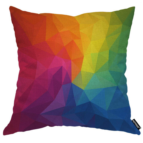 AOYEGO Colorful Irregular Polygon Throw Pillow Cover Cubism Triangle Geometric Mosaic Modern Rainbow Pillow Case 18x18 Inch Decorative Cotton Linen Square Cushion for Home Couch Bed