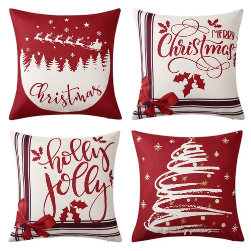 Haperlare Christmas Pillow Cover 18 x 18 Inch Christmas Tree Santa Throw Pillow Covers Winter Holiday Rustic Farmhouse Faux Linen Cushion Case for Sofa Couch Christmas Decorations Set of 4 Haperlare Christmas Pillow Cover 18 x 18 Inch Christmas Tree Santa Throw Pillow Covers Winter Holiday Rustic Farmhouse Faux Linen Cushion Case for Sofa Couch Christmas Decorations Set of 4