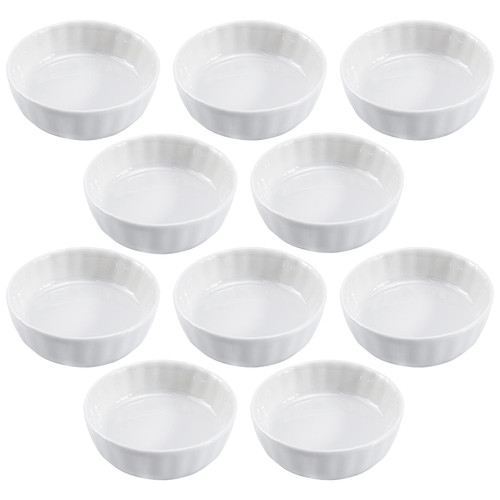 SOCOSY Round Multipurpose Vertical Stripes Ceramic Sauce Dish Seasoning Dish Sushi Dipping Bowl Appetizer Plates Serving Dish Saucers Bowl(Set of 10)