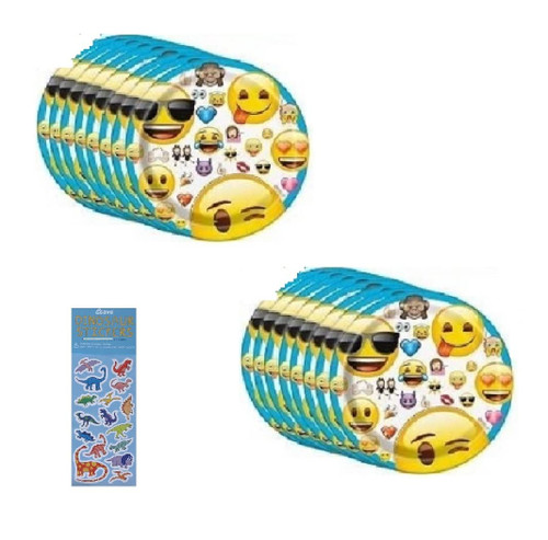 Unique Emoji Birthday Party Supplies Bundle Pack includes Dessert Cake Paper Plates - 16 Count