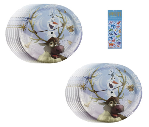 Unique Frozen Olaf Birthday Party Supplies Bundle includes Dessert Cake Paper Plates - 16 Count