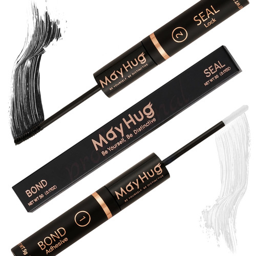 Lash Bond and Seal, Eyelash Bond and Seal Waterproof 10ml, Mayhug Super Strong Cluster Lash Glue Hold 72 Hours, Eye Lash Glue Bond and Seal Latex Free & Suitable Sensitive Eyes (Black)