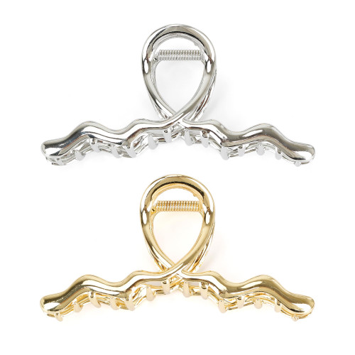 2 PCS Metal Large Hair Claw Clips for Thick Hair Big Non-Slip Hair Catch Barrette Jaw Clamp, Strong Hold Claw Barrettes for Long Hair Metal Hair Styling Accessories for Women Girls (Style 3)