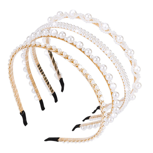 ACO-UINT 4 Pack Pearl Headbands for Women, White Faux Pearl Hairbands Bridal Hair Hoop, Cute Headbands with Pearl for Girls Party Wedding Hair Accessories for Women Flower Girl ACO-UINT 4 Pack Pearl Headbands for Women, White Faux Pearl Hairbands Bridal Hair Hoop, Cute Headbands with Pearl for Girls Party Wedding Hair Accessories for Women Flower Girl