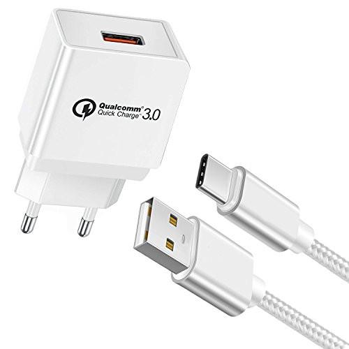 Quick Charge QC 3.0 Wall Charger, UNIDOPRO 18W Euro EU Plug Fast Power Charging Adapter with 3FT Type C Cable Compatible LG V20 V30 V30S V35 V40 G6 G7 ThinQ, Samsung Galaxy S9 S9+ S8 Plus Note 9 8
