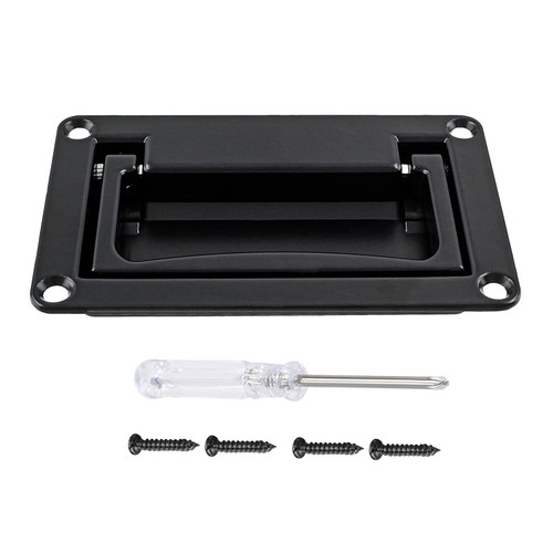 Biaungdo Concealed Recessed Pull Handle, Black Zinc Alloy Hidden Door Handle Flush Lift Recessed Flush Pull Hardware Container Handle for Cabinet Closet Drawers Doors(95mm x 60mm)
