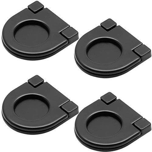 YANQINQIN 4Pcs Black Hidden Flush Ring Pull Handle,Hidden Recessed Drawer Handles for Cabinet Cupboard Drawer (Black-Small)