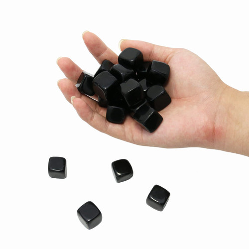 Namzi 10 Packs of Square Tumbled Polished Natural Black Obsidian Crystal, Crystals and Healing Stones Quartz Bulk for Wicca, Reiki, Healing Energy, Chakra Stones, Witchcraft Supplies