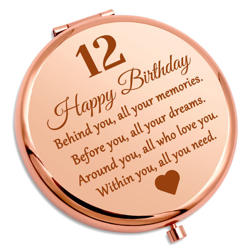 Happy 12th Birthday Gift for Girl Daughter Niece Inspirational Travel Makeup Mirror 12 Year Old Birthday Gifts for Granddaughter Sister Happy Birthday Gift Compact Mirror Gift for 12th Birthday Girls Happy 12th Birthday Gift for Girl Daughter Niece Inspirational Travel Makeup Mirror 12 Year Old Birthday Gifts for Granddaughter Sister Happy Birthday Gift Compact Mirror Gift for 12th Birthday Girls