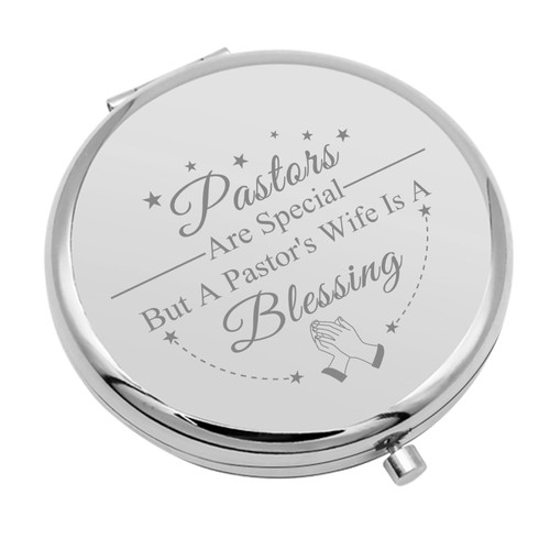 Pastor's Wife Appreciation Gifts Travel Makeup Mirror Pastor's Wife Gift Priest Wife Gift Minister's Wife Gift Religious Pastor Wife Gift Compact Makeup Mirror for Pastor's Wife (Silver)