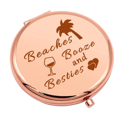 Girls Weekend Gifts Beach Lover Gift Compact Makeup Mirror for Sister Girls Friends Travel Gifts for Women Girls Getaway Gifts Bachelorette Party Gift Folding Makeup Mirror Christmas Birthday Gifts