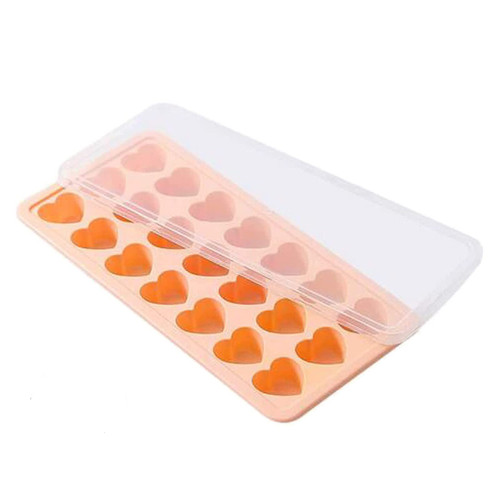 Heart Shaped Silicone Heart Ice Cube Tray with Lid, Mini Heart Shape Ice Cube Mold,21 Holes,Easy to Remove,Easy to Clean,BPA Free