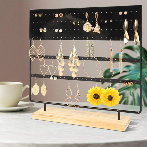 Suneed Earring Holder Organizer Jewelry Display Stands Earring Organizer Stand Jewelry Holder Organizer, Earring & Necklace Jewelry Towel Organizer Display Tree (3LayerPro-Black)