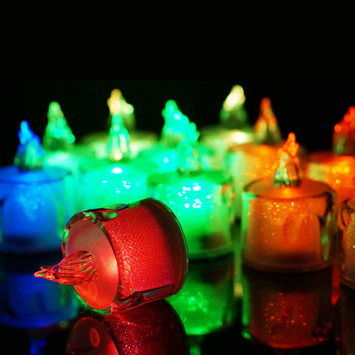 StarryMine Flameless LED Tea Light Candles Battery-Powered Unscented LED Tealight Candles, Fake Candles, Tealights (7 Colors-Changing)