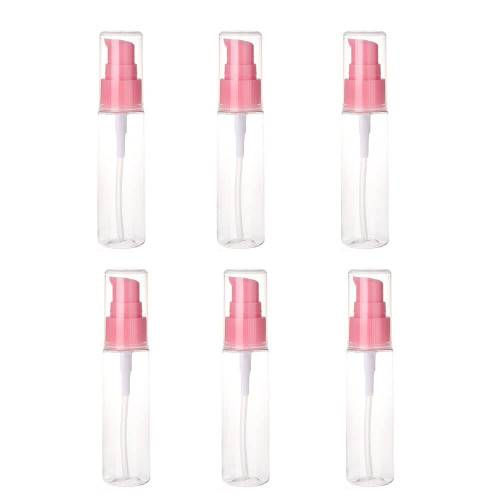 6PCS 30ML Plastic Pump Bottle Empty Refillable Cream Shampoo Lotion Pump Bottle Sample Travel Bottles Toiletries Liquid Container Jar Pot Vial for Cosmetic Make-up