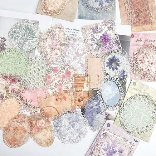 60 PCS Vintage Cutout Lace Scrapbook Paper Decorative Papers Journal Journaling Supplies Scrapbooking Supplies Kit for Junk Planners Aesthetic Art Collage DIY Journal Journaling Bullet Album Frames 60 PCS Vintage Cutout Lace Scrapbook Paper Decorative Papers Journal Journaling Supplies Scrapbooking Supplies Kit for Junk Planners Aesthetic Art Collage DIY Journal Journaling Bullet Album Frames
