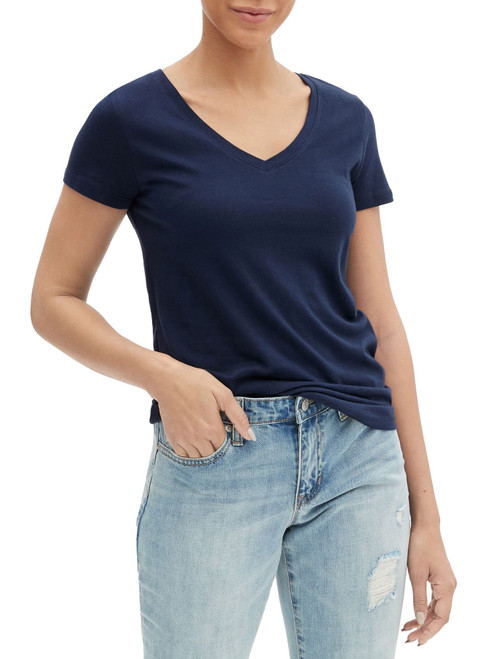 GAP Womens Favorite V-Neck Tee T-Shirt, Navy Uniform, XX-Small US